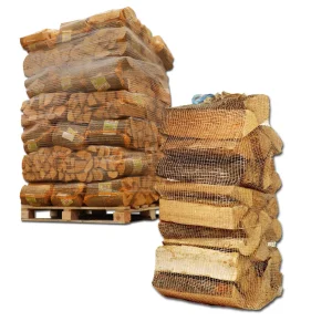 40 Netzsäcke Kaminholz 25 kg, Hartholz-Mix 30 cm für Kamin und Ofen – Ansicht 1