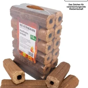 Briketts aus Holz Buche/Eiche, 10 kg, mit Zugloch für Kamin und Ofen – Ansicht 1