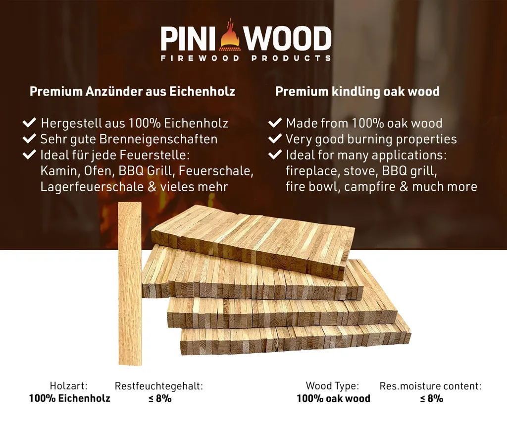Eichen-Anzündholz aus Holz, mit wählbarer Menge für einfaches Anfeuern – Ansicht 3