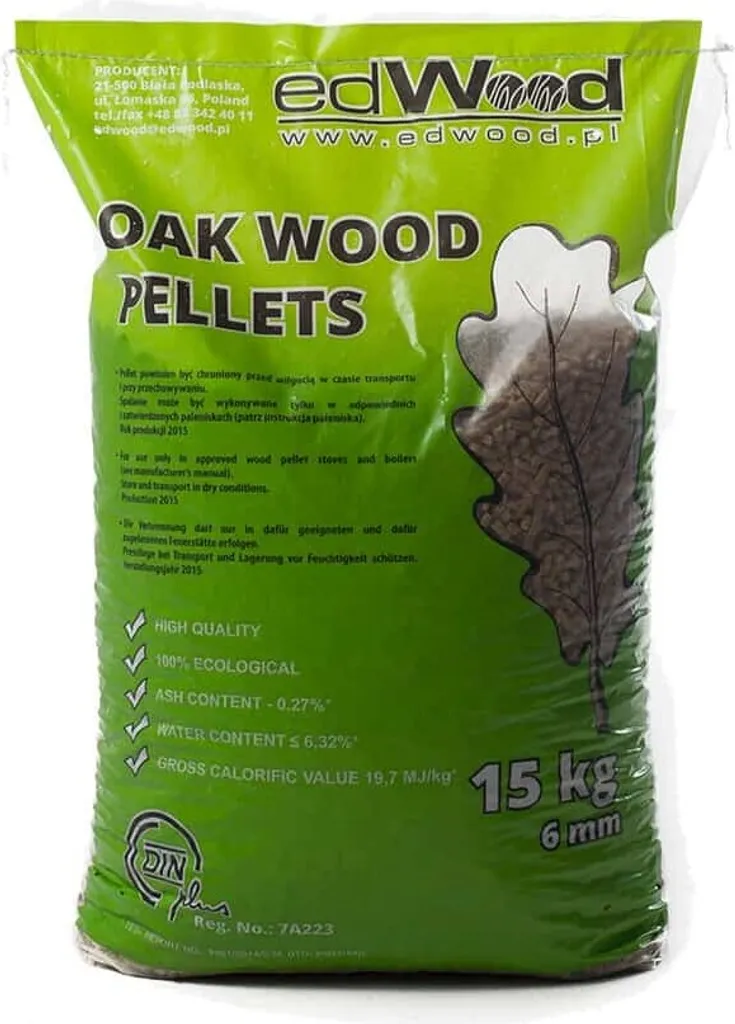 Eichen-Pellets aus Holz ENplus A1, 975 kg Paletteneinheit (65 × 15 kg), 6 mm für Kamin und Ofen – Ansicht 1