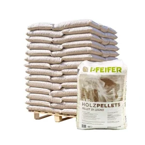 Holzpellets, Paletteneinheit mit 70 Säcken à 15 kg (1050 kg) für Kamin und Ofen – Ansicht 1