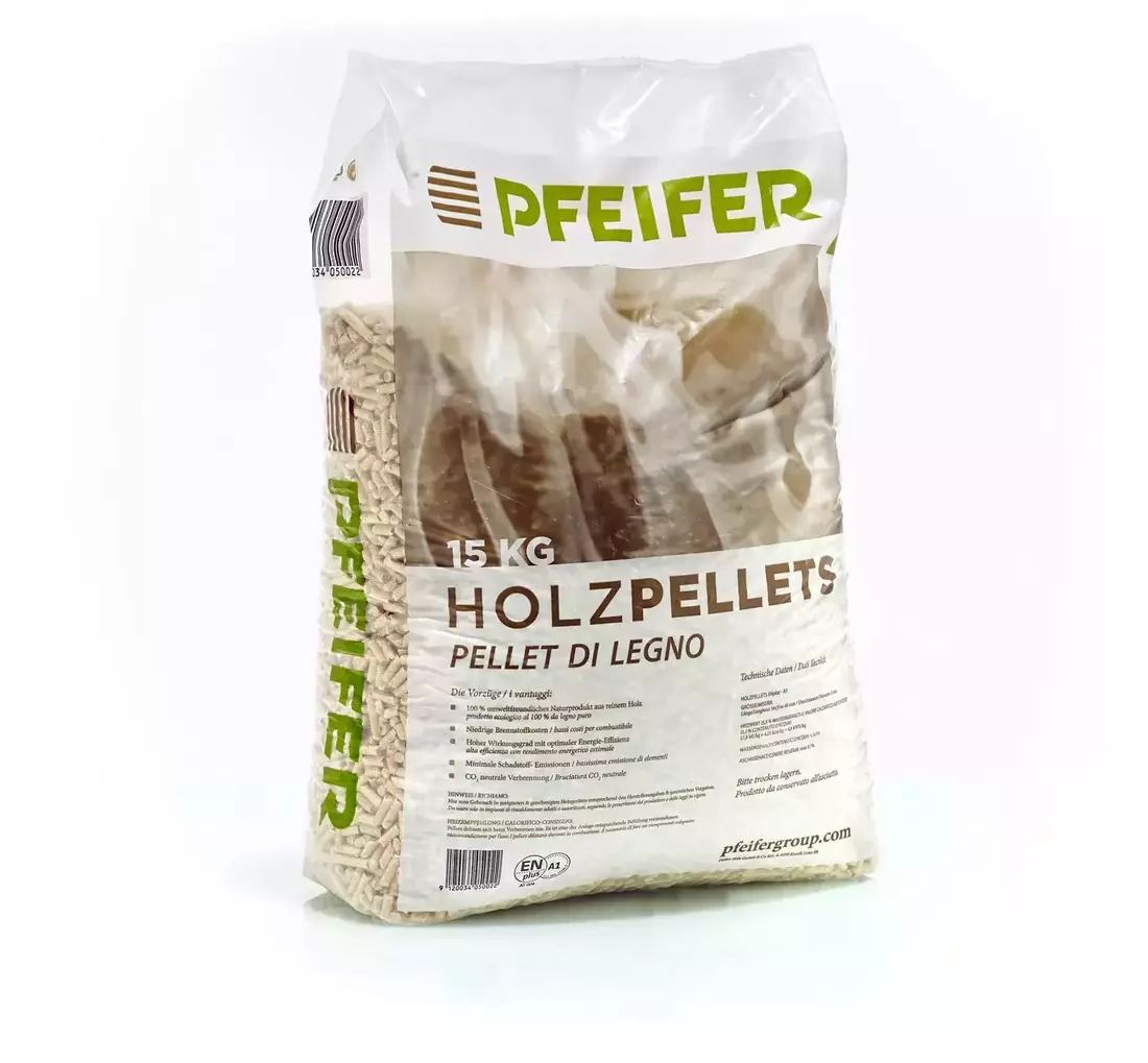 Holzpellets, Paletteneinheit mit 70 Säcken à 15 kg (1050 kg) für Kamin und Ofen – Ansicht 2