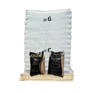 Pellets aus Holz 6 mm, Paletteneinheit mit 65 Säcken à 15 kg für Kamin und Ofen – Ansicht 1
