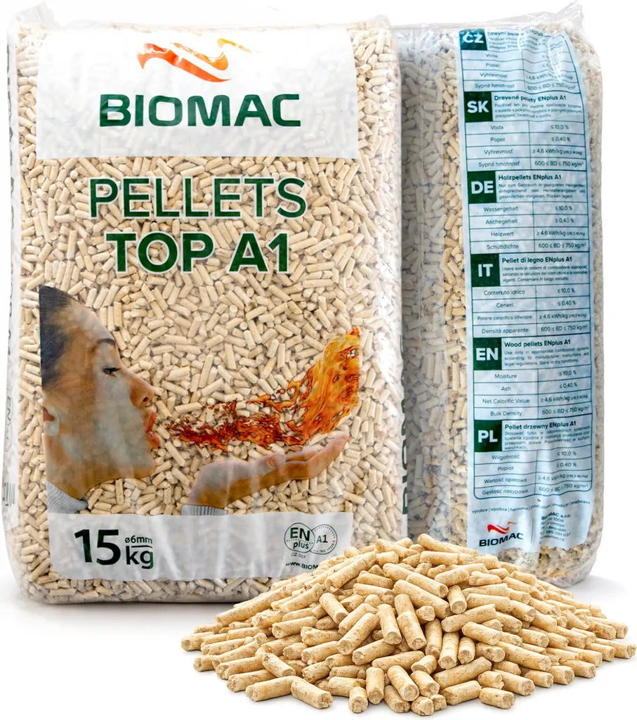 Pellets aus Holz ENplus A1, 15 kg, 6 mm, Fichte/Kiefer für Kamin und Ofen – Ansicht 1
