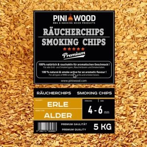 PINI 5 kg Räucherchips Erle ohne Rinde 4-6 mm Smoking Chips zum Grillen und Räuchern – Ansicht 1