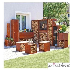 Prima terra Kaminholzregal, Edelrost – Ansicht 1