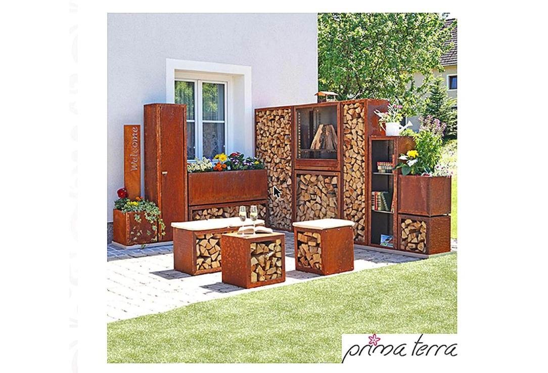 Prima terra Kaminholzregal, Edelrost – Ansicht 1
