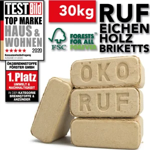 RUF Eichen-Briketts aus Holz, mit wählbarer Menge für Kamin und Ofen – Ansicht 1