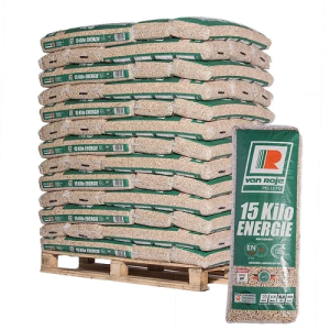 Van Roje Pellets, Paletteneinheit mit 65 × 15-kg-Säcken für Kamin und Ofen – Ansicht 1